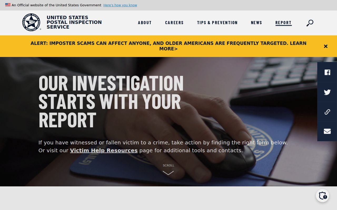 Upland neighbors Postal Inspection Service report form
