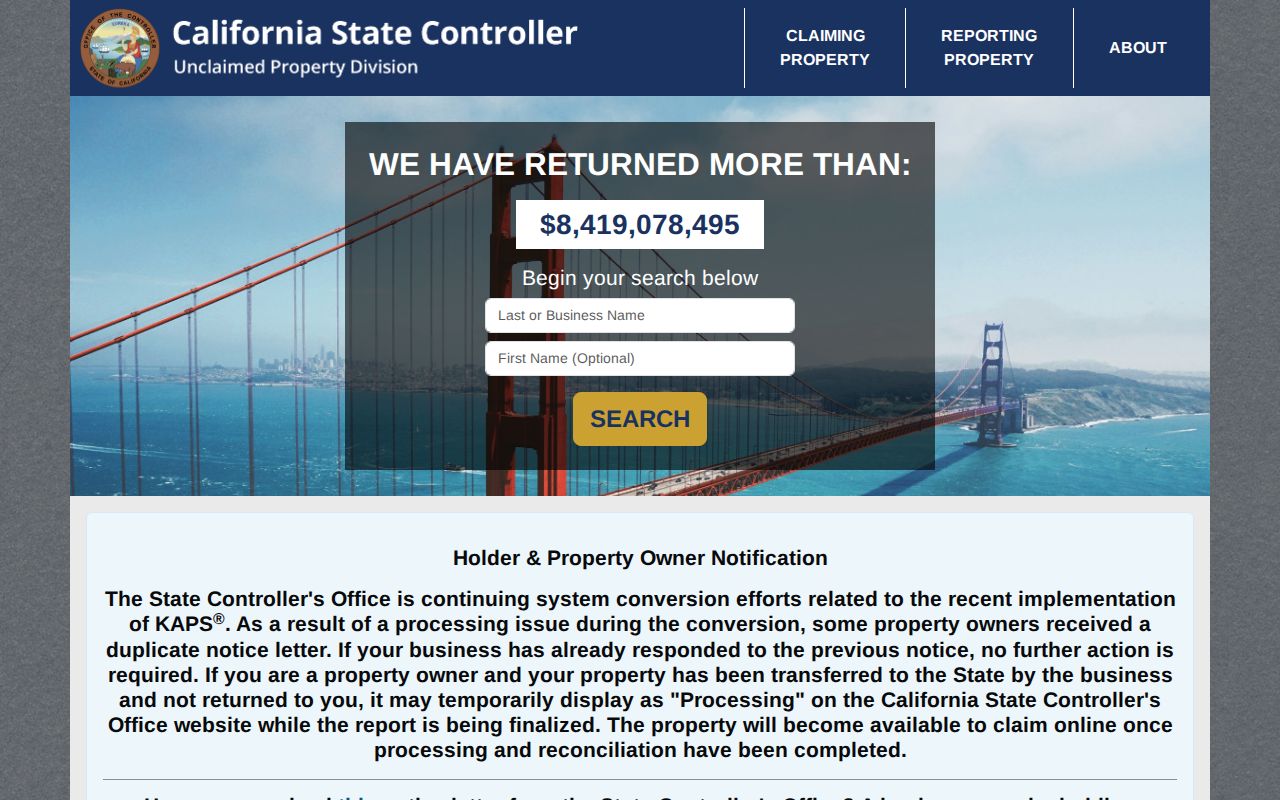 Upland ZIP code directory California unclaimed property search